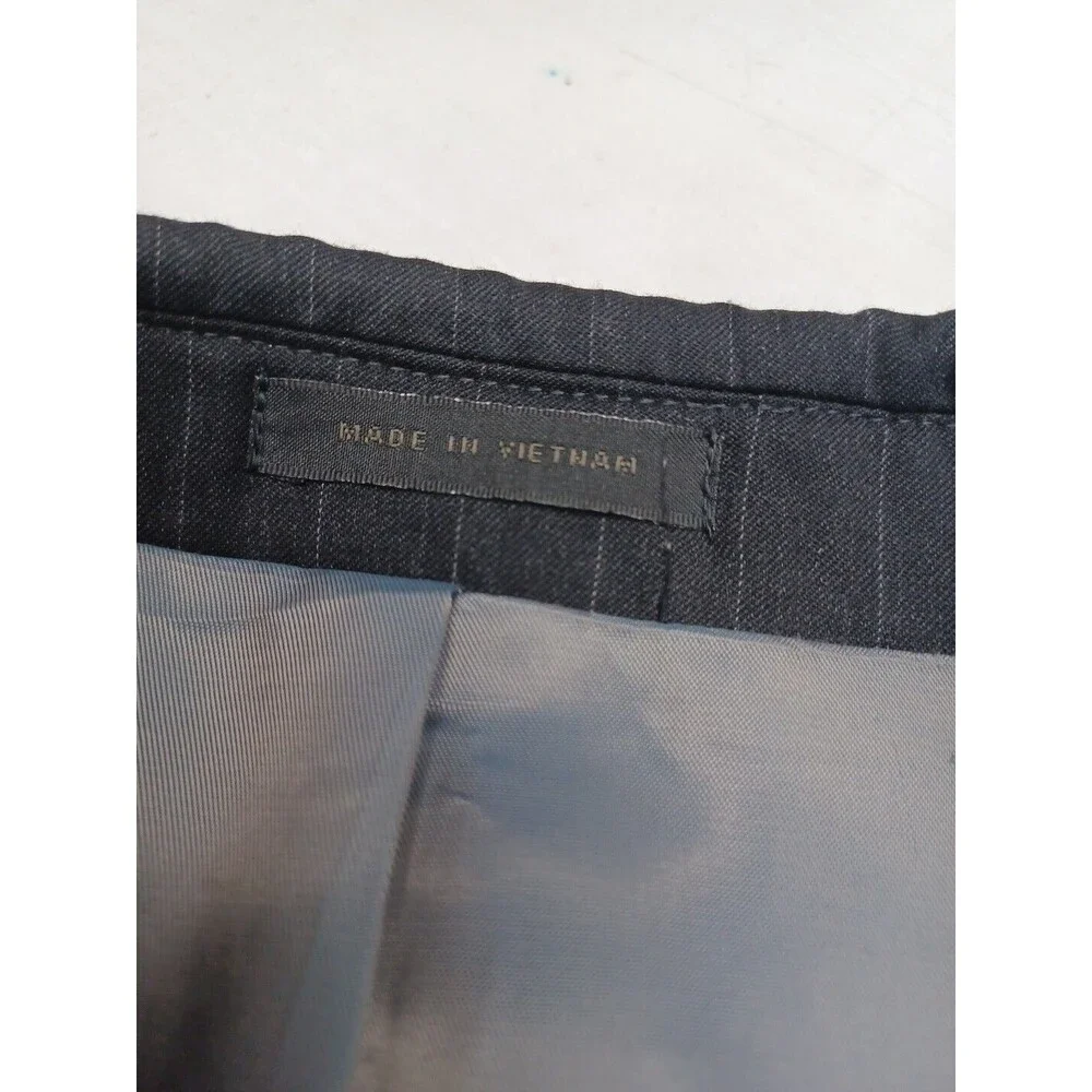 Andrew Fezza Wool Mens Black Blazer Sport Coat Pinstripe 50L